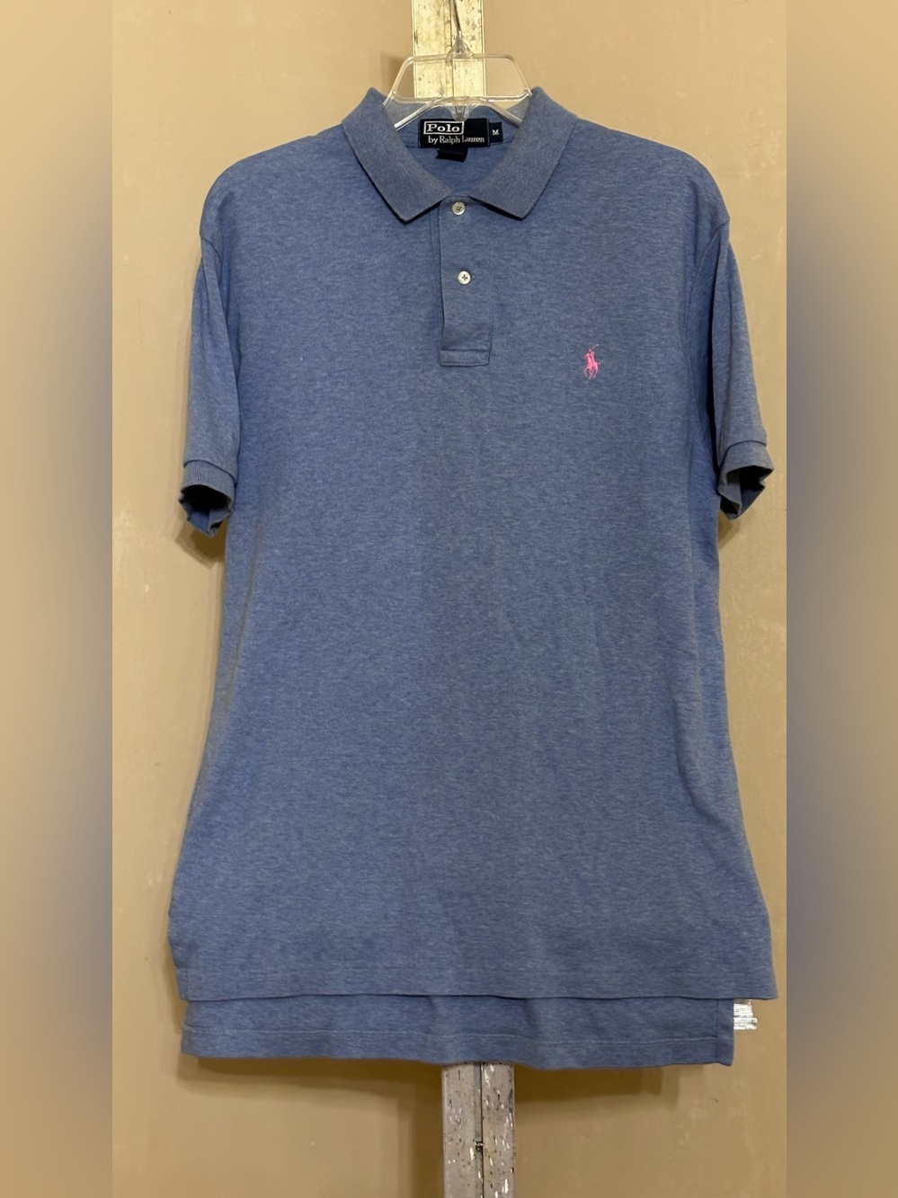 Ralph Lauren Men’s Blue Polo Shirt/Pink Pony Logo Americana,Ivy league 90’sY2k